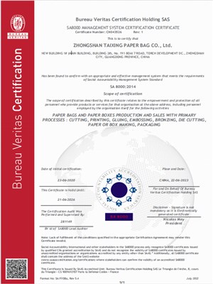 SA8000 certificate